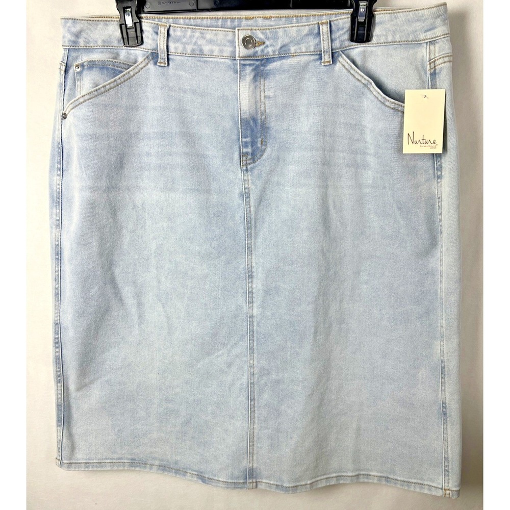 Nurture Denim Skirt‎ Womens 18W Light Blue Jean Midi Straight Casual PA25